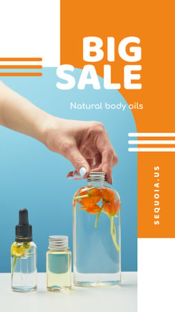 Body Oils in Bottles with Flowers Instagram Story Design Template