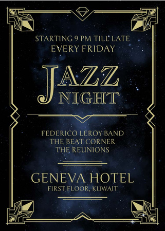 Jazz Night Invitation on Night Sky Flayer Modelo de Design