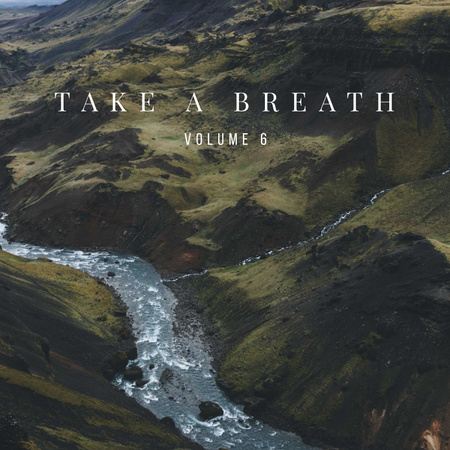 Plantilla de diseño de Paisaje escénico con río de montaña Album Cover 