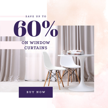 Modèle de visuel Offre de rideaux sur un intérieur confortable dans des couleurs claires - Instagram AD