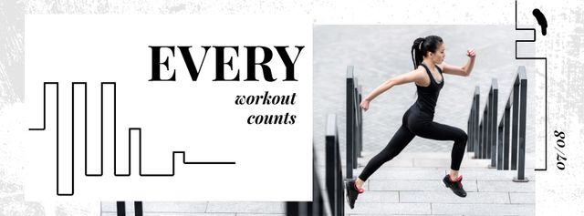 Workout Inspiration Girl Running in City Facebook Video cover – шаблон для дизайна