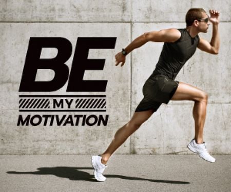 Plantilla de diseño de Motivational Phrase with Running Young Sportsman Medium Rectangle 