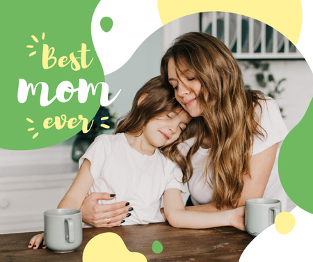 Platilla de diseño Heartwarming Wishes On Mother's Day With Mom and Daughter Facebook