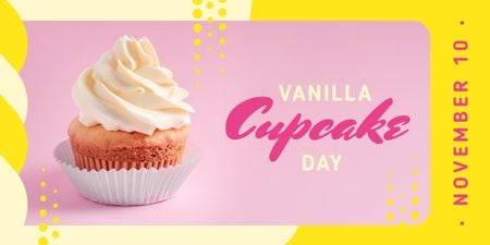 Delicious vanilla cream cupcake Image Design Template