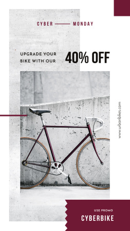 Cyber Monday Sale Bicycle by grey wall Instagram Story tervezősablon