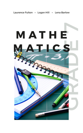 School Stationary and Compass Book Cover Modelo de Design