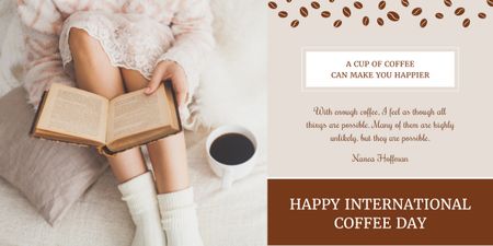 Happy international coffee day poster Image Design Template