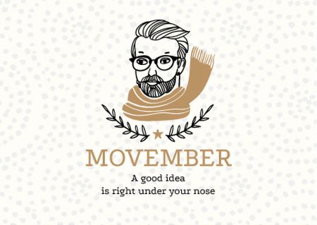 Plantilla de diseño de Movember Announcement with Man with moustache and beard in Scarf Postcard 