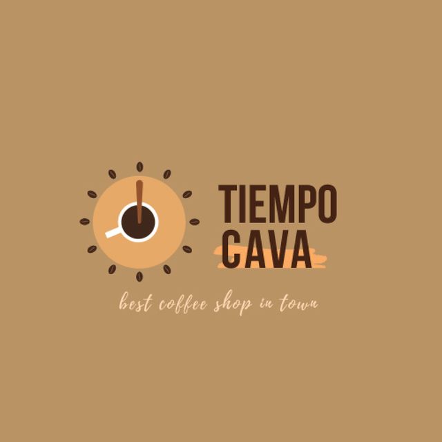Coffee Shop Ad with Clock and Coffee Cup Animated Logo Modelo de Design