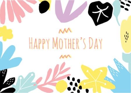 Ontwerpsjabloon van Postcard van Happy Mother's Day Greeting in Colourful Floral Frame