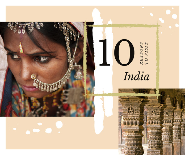 Indian girl in traditional costume Facebook Šablona návrhu