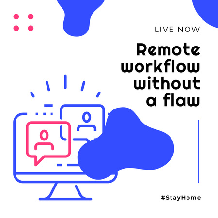 Ontwerpsjabloon van Instagram van #StayHome Remote Workflow topic Stream Ad