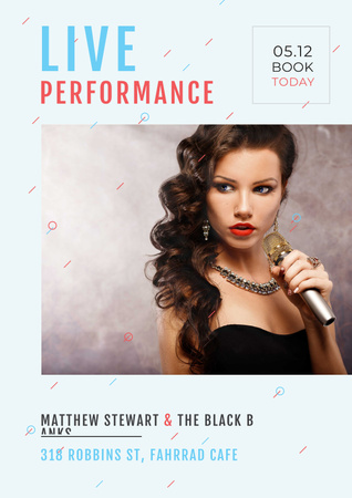 Performance with gorgeous female singer Poster – шаблон для дизайну