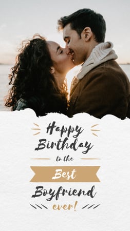 Happy couple kissing at the beach Instagram Story Design Template