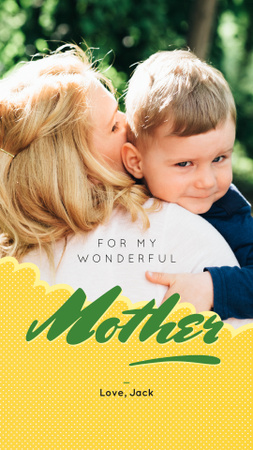 Happy mother hugging Son on Mother's Day Instagram Story Design Template