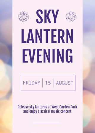 Sky lantern evening announcement on bokeh Flayer – шаблон для дизайну
