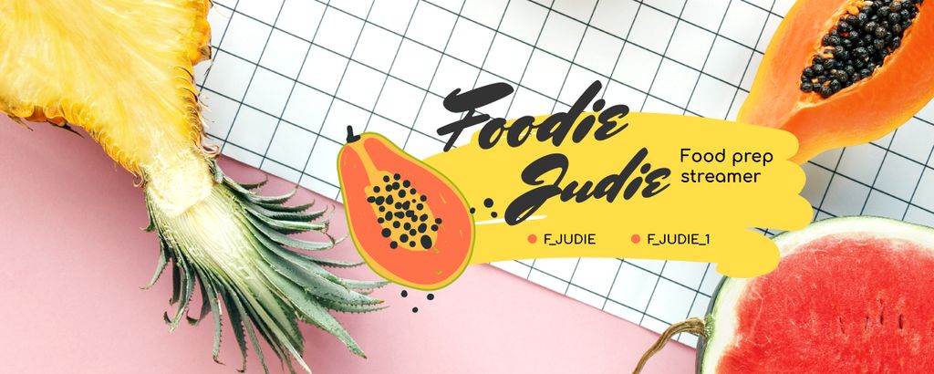 Plantilla de diseño de Cooking Food stream announcement Twitch Profile Banner 