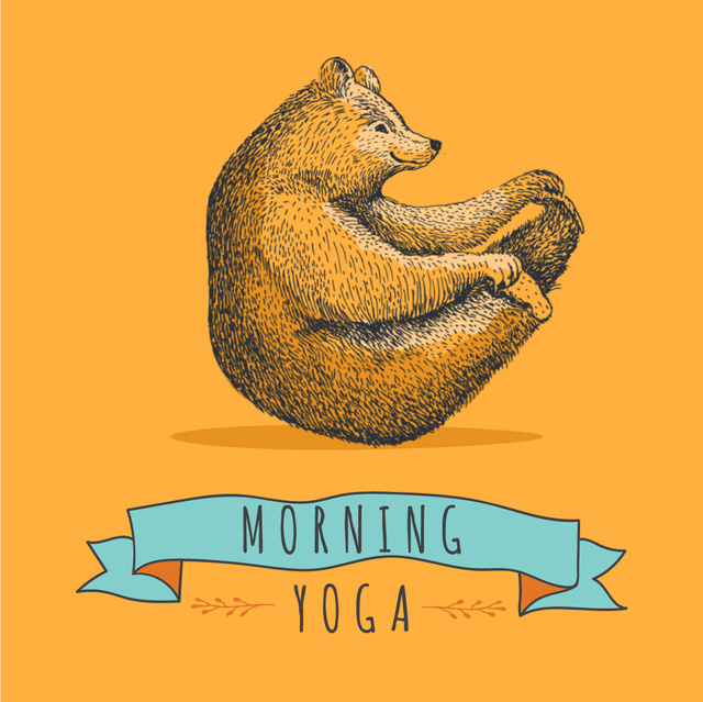 Bear Doing Morning Yoga Animated Post Tasarım Şablonu