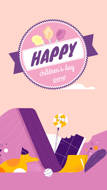 Happy child on a slide on Children's Day Instagram Video Story Design Template