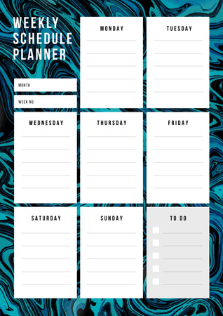 Designvorlage Weekly Schedule Planner on Abstract Blue Texture für Schedule Planner