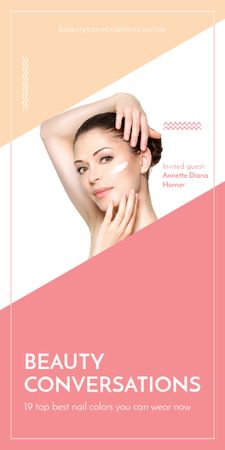Modèle de visuel Woman applying Cream at Beauty event - Graphic