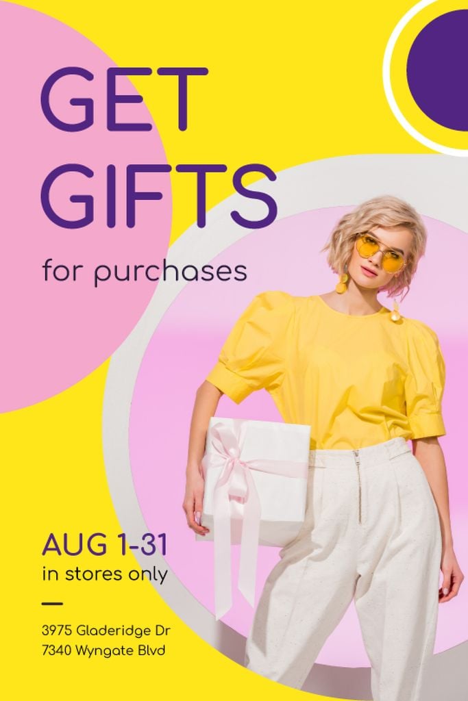 Shopping Offer Woman in Yellow Outfit Tumblr Design Template
