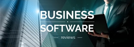 Szablon projektu Business Software Review Man Typing on Laptop Tumblr