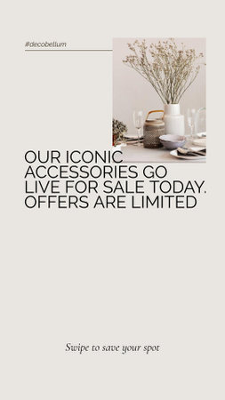 Decorative accessories Offer with vintage tableware on table Instagram Story Design Template