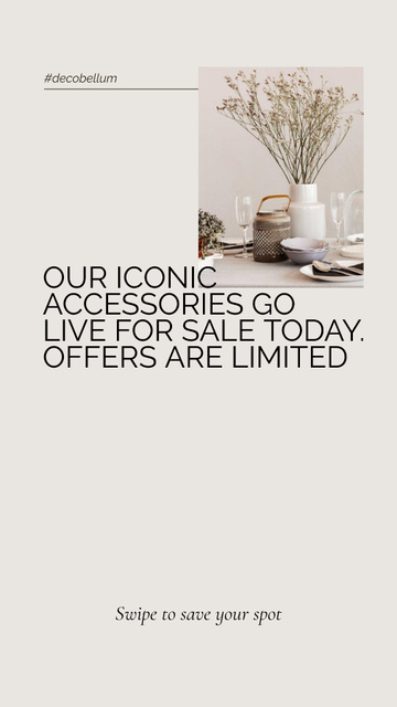Ontwerpsjabloon van Instagram Story van Decorative accessories Offer with vintage tableware on table