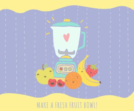 Raw Fruits with Kitchen Blender Large Rectangle – шаблон для дизайну