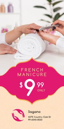 Beauty Salon Offer Manicured Hands on Towel Graphic Modelo de Design
