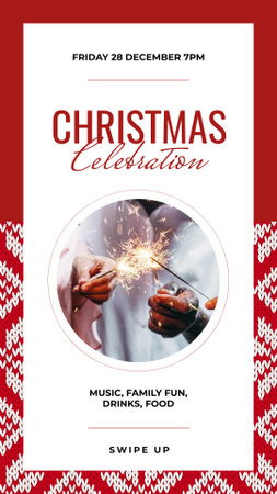 Christmas Shiny sparklers in hands Instagram Story Design Template