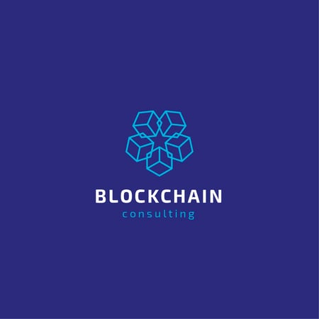 Blockchain Consulting Cubes Icon in Blue Logo Tasarım Şablonu