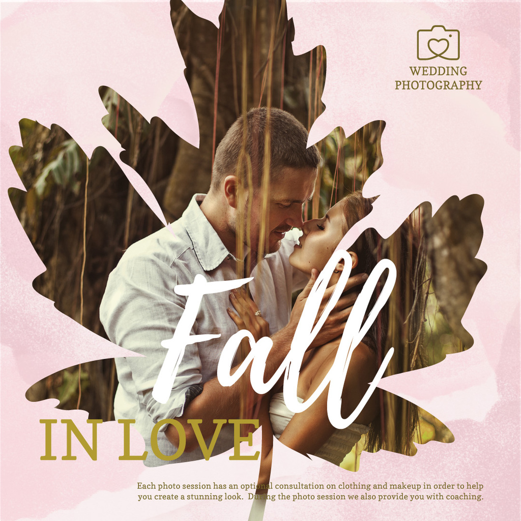 Modèle de visuel Loving couple at Wedding photo shoot in autumn - Instagram AD
