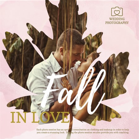 Loving couple at Wedding photo shoot in autumn Instagram AD Design Template