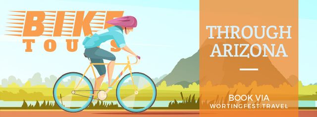 Cyclist riding on nature background Facebook Video cover – шаблон для дизайна
