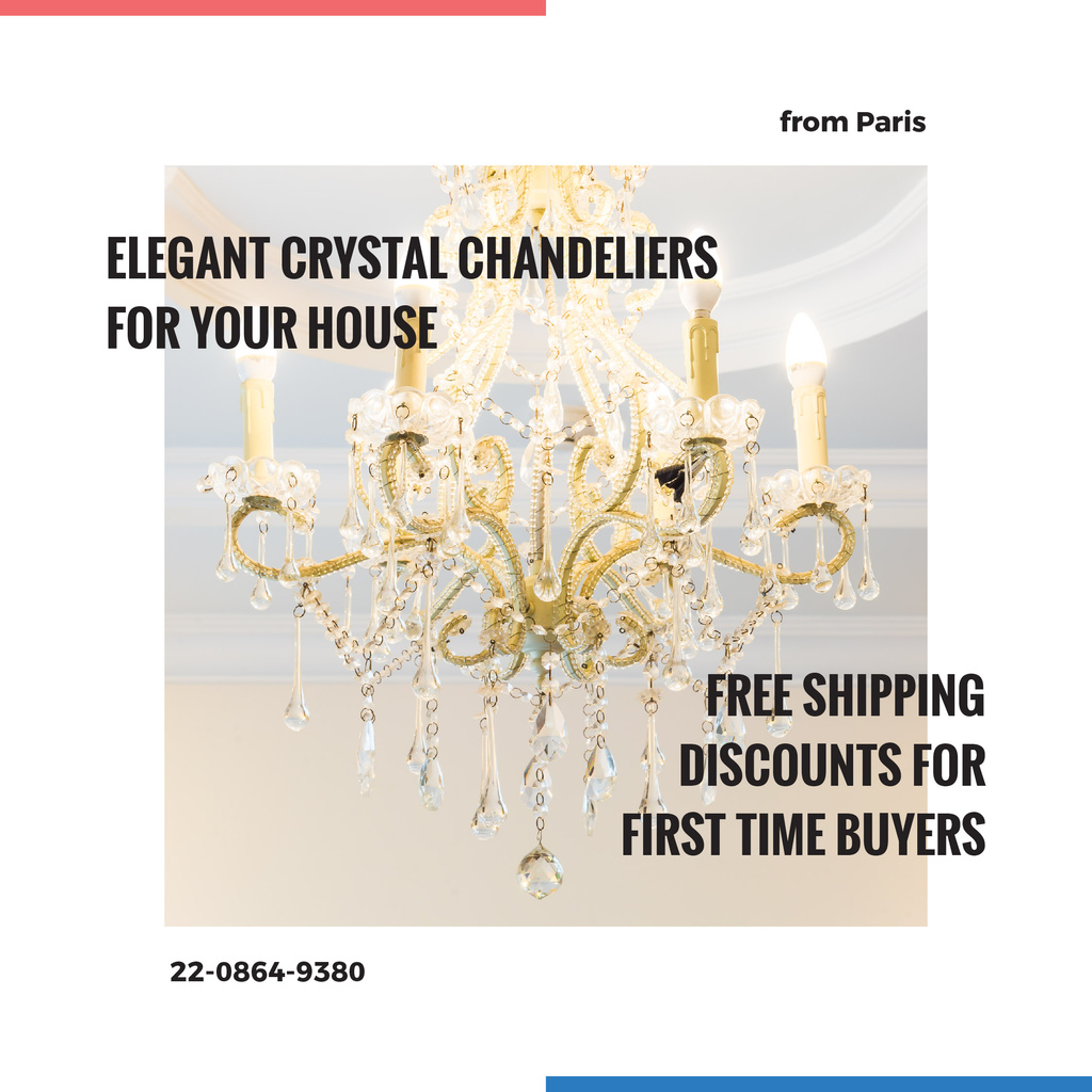Elegant Crystal Chandeliers Shop Instagram Tasarım Şablonu