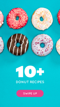 Glazed Donuts Sale Ad on Bright Blue Instagram Story tervezősablon