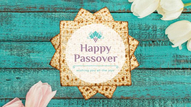 Designvorlage Happy Passover Table with Unleavened Bread für Full HD video