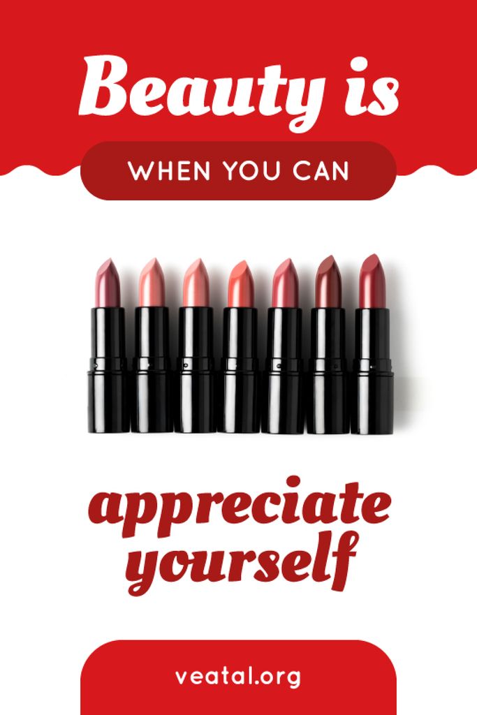Beauty Quote Lipsticks in Red Tumblr Design Template