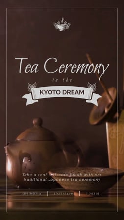 Ontwerpsjabloon van Instagram Video Story van Japanese Tea Ceremony Pot and Ceramics