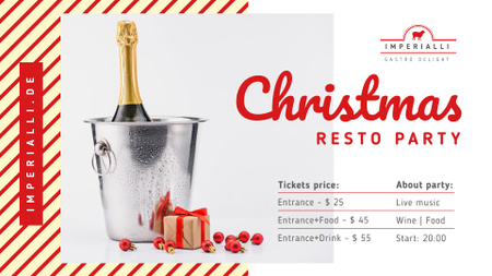 Plantilla de diseño de Christmas Party invitation Champagne and Gift FB event cover 