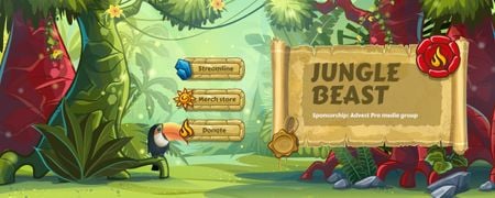 Toucan bird in Jungle Twitch Profile Banner Tasarım Şablonu