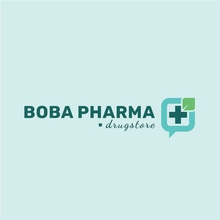 Anúncio de farmácia com ícone de cruz médica Logo Modelo de Design
