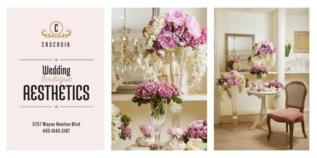 Designvorlage Wedding Boutique Ad with Floral Decor für Twitter