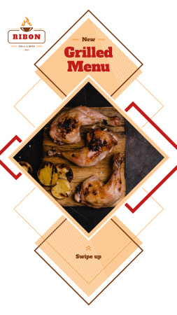 Restaurant Menu Offer Grilled Chicken Instagram Story Design Template