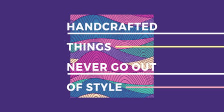 Handcrafted things Quote on Waves in purple Image Design Template