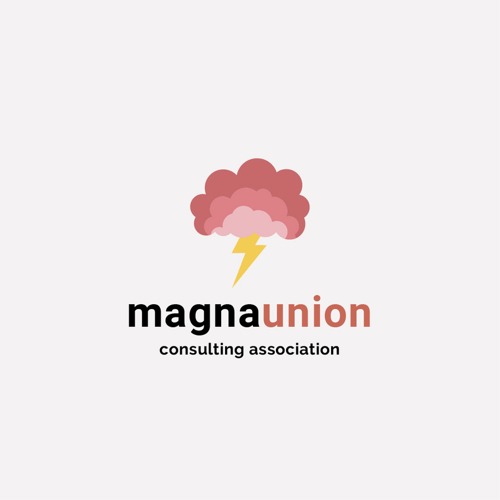 Consulting Company Ad with Cloud and Lightning Logo Tasarım Şablonu