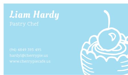 Plantilla de diseño de Pastry Chef Contacts with Cake and Cherry Business card 