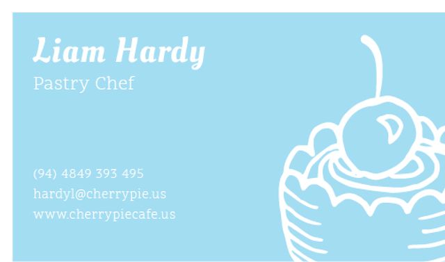 Template di design Pastry Chef Contacts with Cake and Cherry Business card